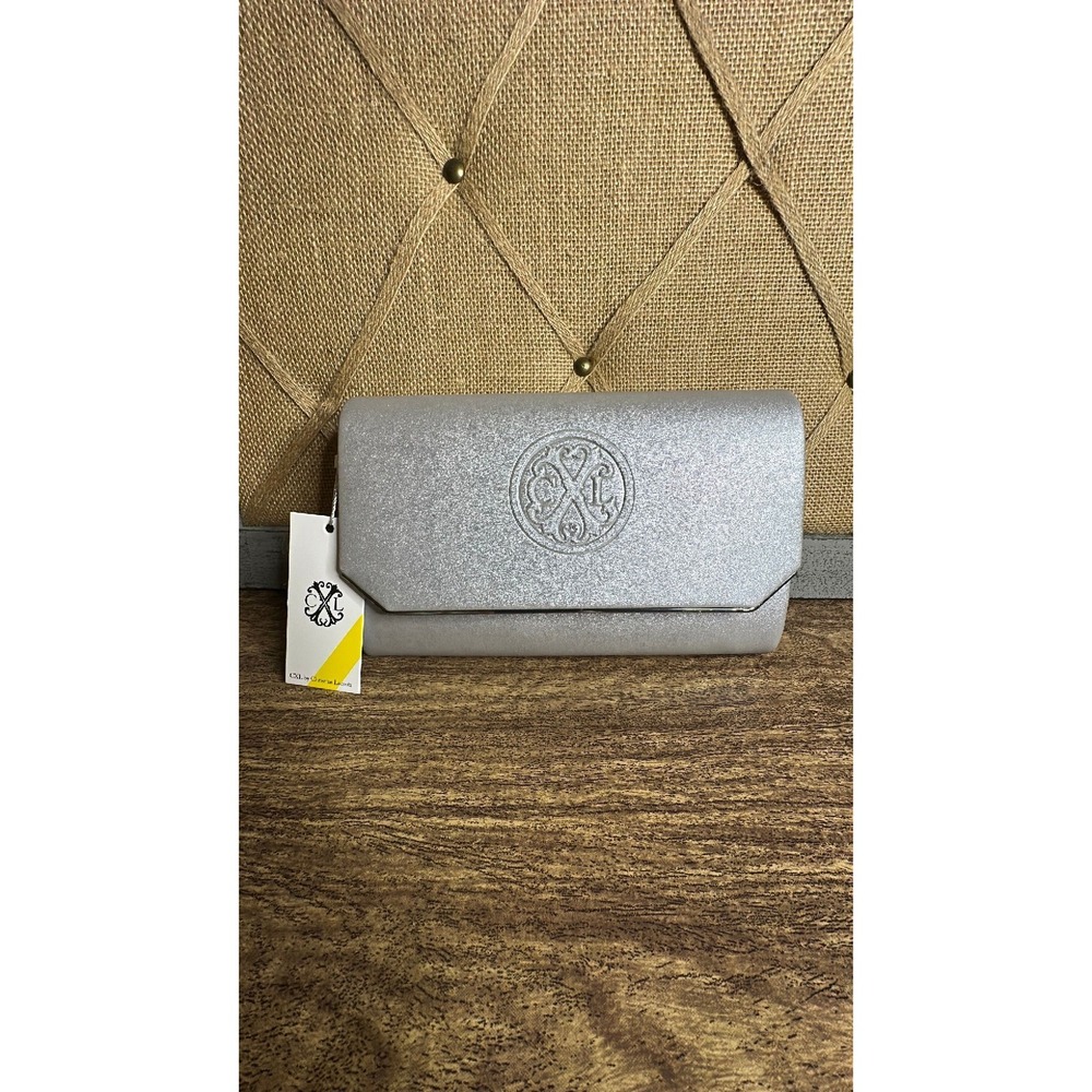 NWT CXL by Christian Lacroix Madison Smooth Clutch—Metallic Silver